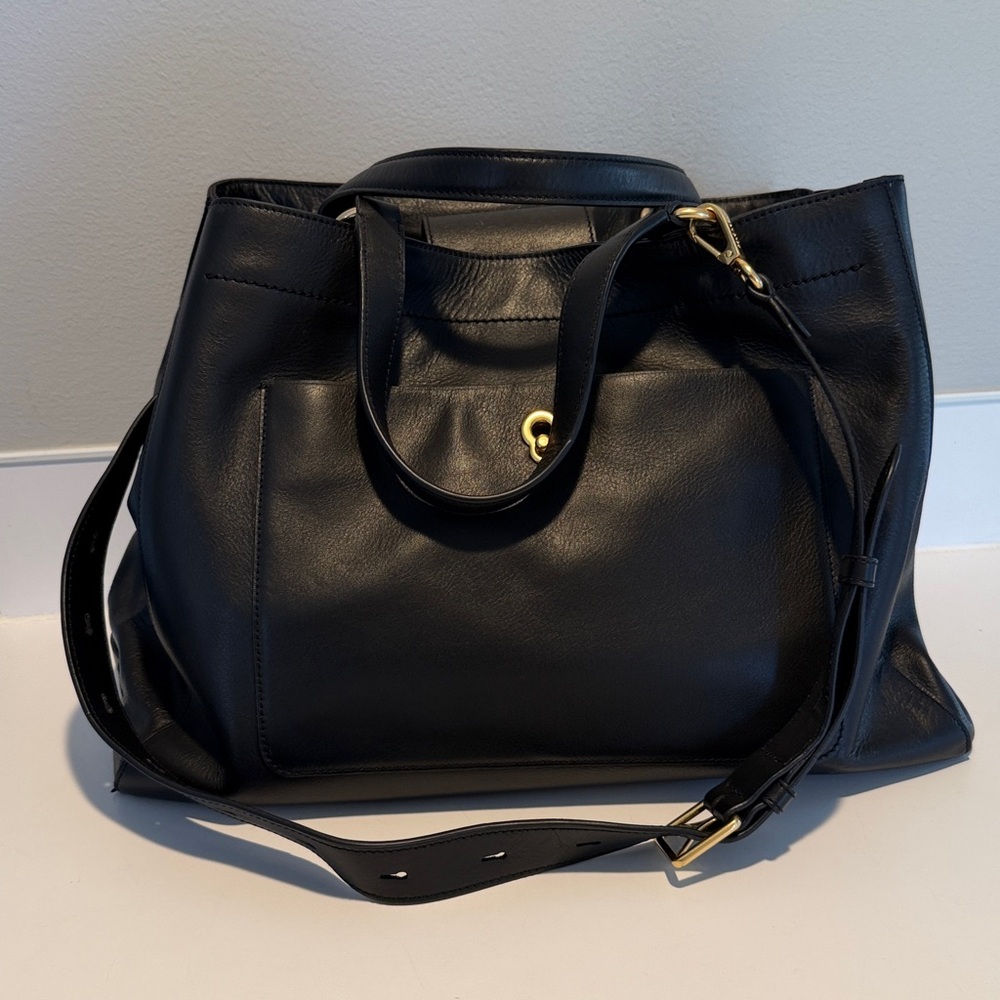 Cole Haan Elegant Black Leather Tote Bag